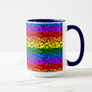 Regenbogen Herzmuster Tasse