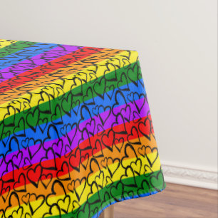 Regenbogen Herzmuster Tischdecke