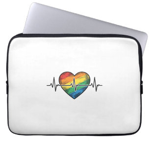 Regenbogen Herzschlag Herz Vintage Gravur Design_1 Laptopschutzhülle