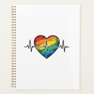 Regenbogen Herzschlag Herz Vintage Gravur Design_1 Planer