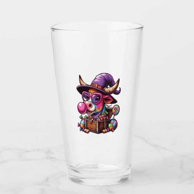 Regenbogen Highland Kuh Halloween Glas (Vorderseite)