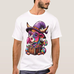 Regenbogen Highland Kuh Halloween T-Shirt