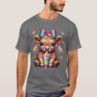 Regenbogen Highland Kuh Stolz Feier Niedliche Kuh T-Shirt