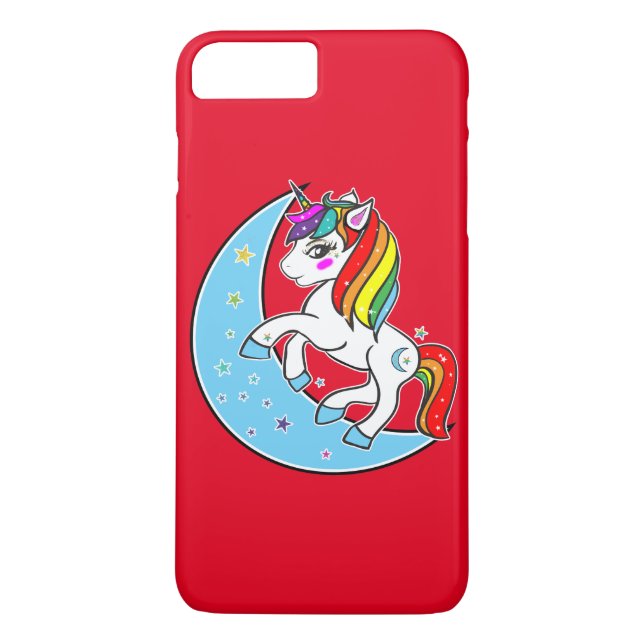 Regenbogen Himmelsblauer Mond & Sterne Einhorn Case-Mate iPhone Hülle (Rückseite)