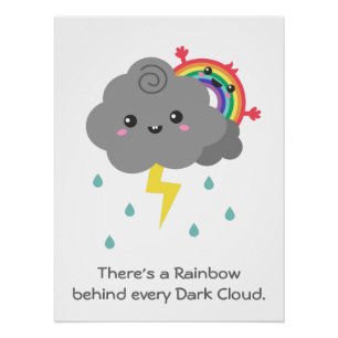 Regenbogen hinter jedem dunklen Wolken Poster