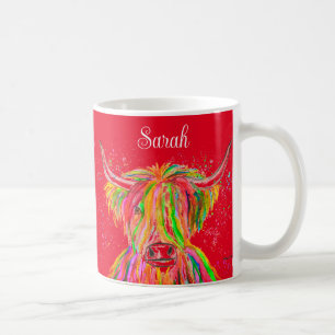 Regenbogen-Hochlandkuh Aquarell Natur Bauernhof Ti Kaffeetasse