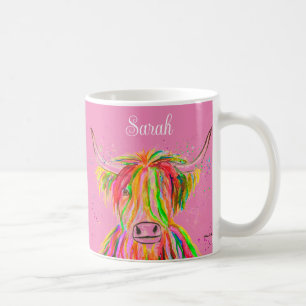 Regenbogen-Hochlandkuh Aquarell Natur Bauernhof Ti Kaffeetasse