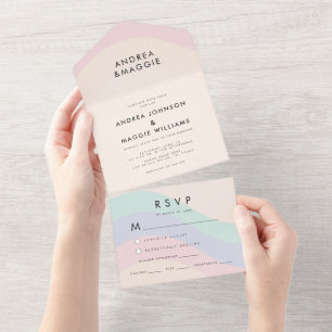 Regenbogen-Hochzeit LGBTQ Bunte Hochzeit All In One Einladung