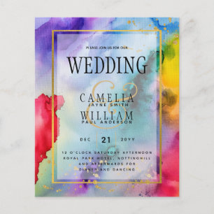 Regenbogen-Hochzeitseinladung mit Tinte von LeahG Flyer