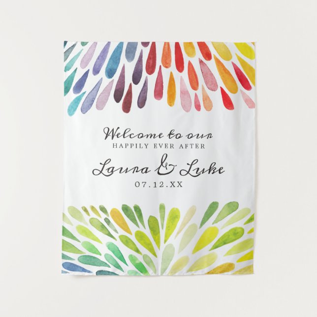 Regenbogen-Hochzeitsposter Wandteppich (Vorderseite)