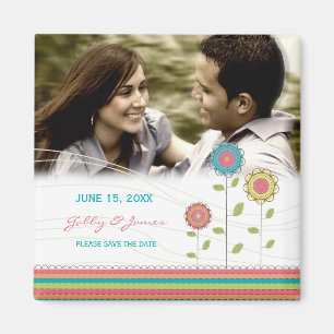 Regenbogen-hohe Blumen Save the Date, die Magneten Magnet