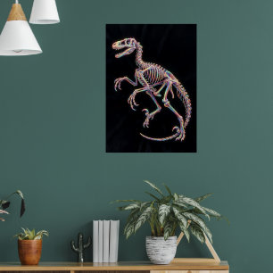 Regenbogen-Holografisches-Dinosaurier-Skelett-Kuns Poster