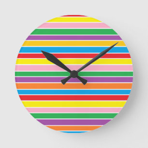 Regenbogen-Horizontale Streifen Runde Wanduhr