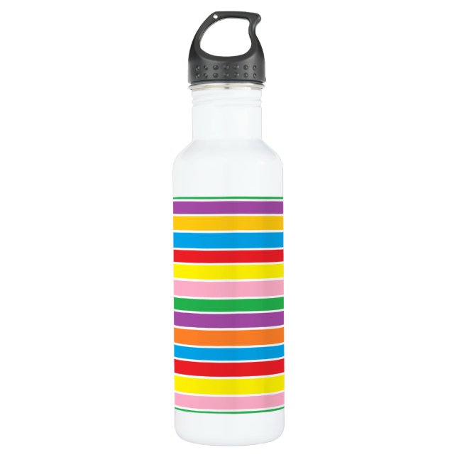 Regenbogen-horizontale Streifen Trinkflasche (Vorderseite)
