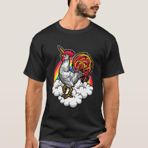 Regenbogen-Huhn-Einhorn-Liebhaber Verrückt Lustige T-Shirt
