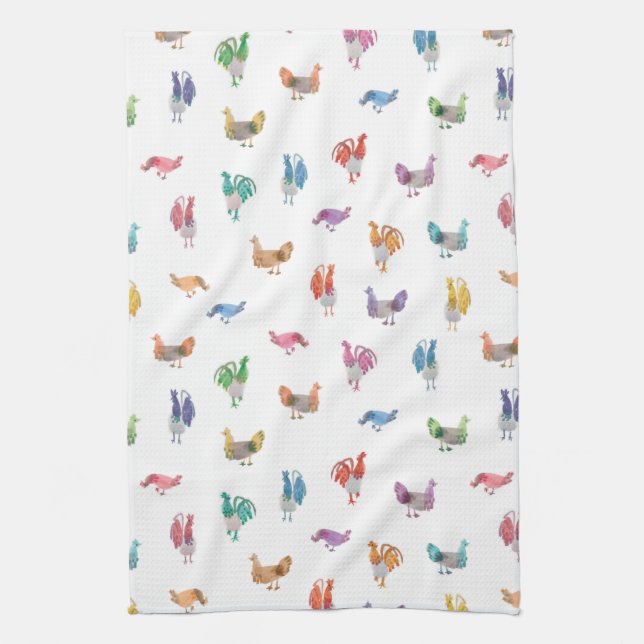 Regenbogen-Huhn-Tee-Tuch Geschirrtuch (Vertikal)
