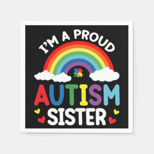 Regenbogen Ich bin eine stolze Autismus-Schwester Serviette