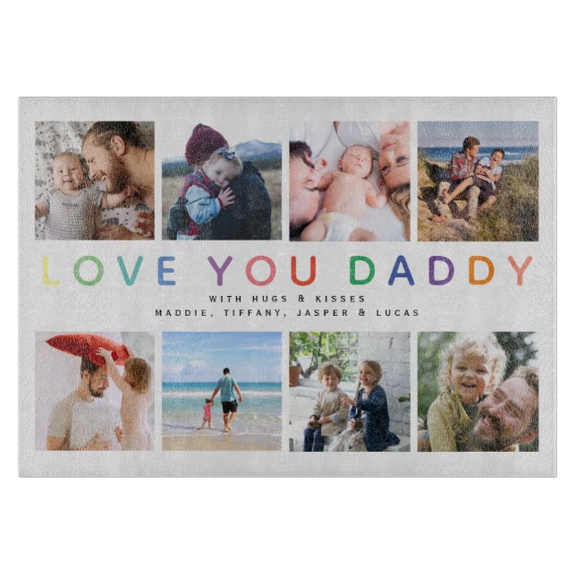 Regenbogen 'ICH LIEBE DICH PAPA' Foto-Collage Erin Schneidebrett (Vorderseite)