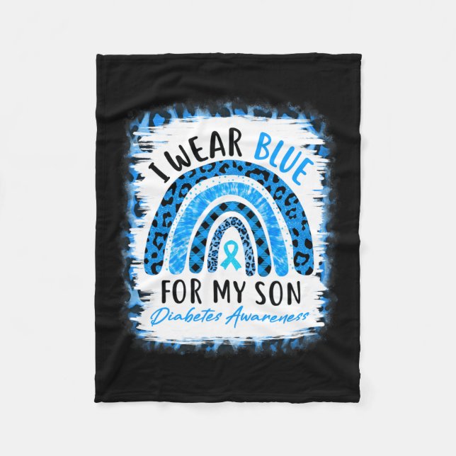 Regenbogen Ich trage blaues Band für meinen Sohn T Fleecedecke (Vorderseite)