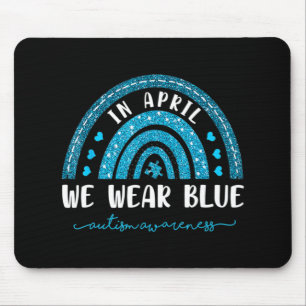 Regenbogen im April tragen wir blaues Autismus-Bew Mousepad