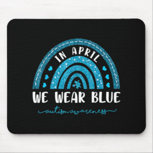 Regenbogen im April tragen wir blaues Autismus Bew Mousepad