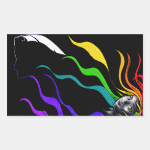 Regenbogen im Haar Rechteckiger Aufkleber