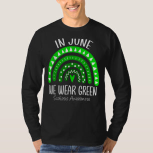 Regenbogen im Juni tragen grüne Scoliose-Bewusstse T-Shirt