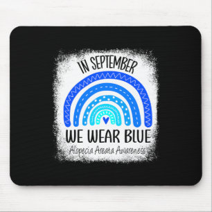 Regenbogen Im September tragen wir blaue Alopezie Mousepad
