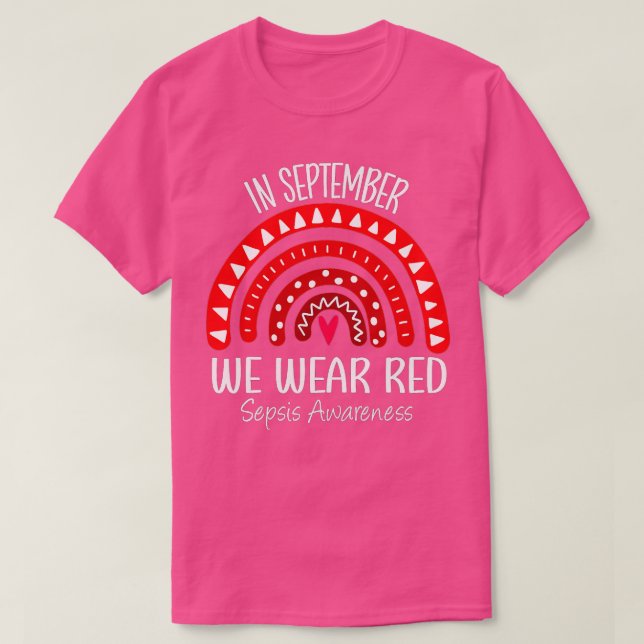 Regenbogen im September Wir tragen Red Sepsis Bewu T-Shirt (Design vorne)