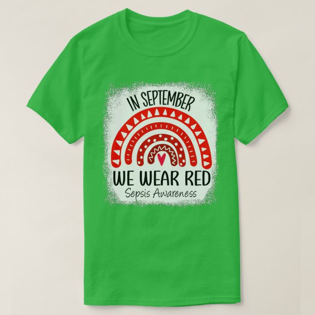 Regenbogen im September Wir tragen Red Sepsis Bewu T-Shirt (Design vorne)