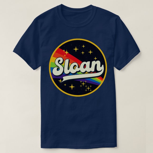 Regenbogen im Vintagen Weltraumstil T-Shirt (Design vorne)