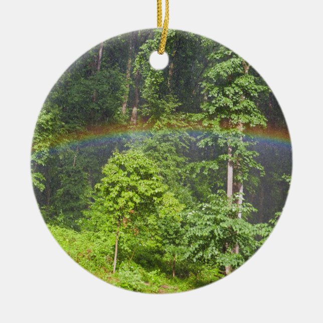 Regenbogen im Wald Keramik Ornament (Vorne)