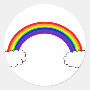 Regenbogen in den Wolken Runder Aufkleber