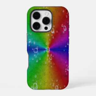 Regenbogen in Elefantenleder-Optik mit Tropfen iPhone 16 Pro Hülle