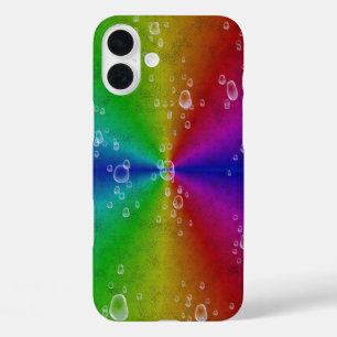 Regenbogen in Elefantenlederoptik mit Tropfen iPhone 16 Plus Hülle
