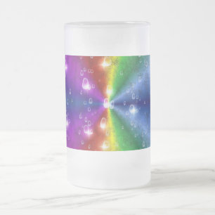 Regenbogen in Elefantenletheroptik & Regentropfen Mattglas Bierglas