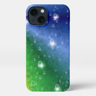 Regenbogen in Elephant Skin Leather Optik & Raindr iPhone Hülle