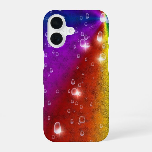 Regenbogen in Elephant Skin Leather Optik , Regent iPhone 16 Hülle (Rückseite)