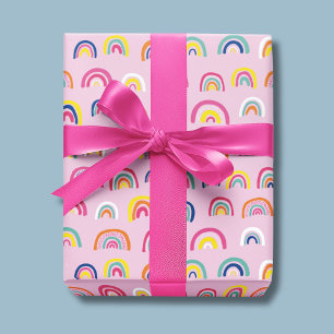 Regenbogen in Rosa mit Wasserfarbeneffekt Geschenkpapier