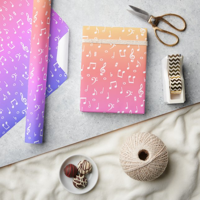 Regenbogen in weiß und pastellfarben Musikalisches Geschenkpapier (Kunsthandwerk)
