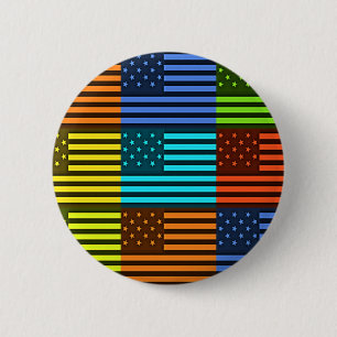 Regenbogen-inspiriertes amerikanisches Motiv-Flagg Button