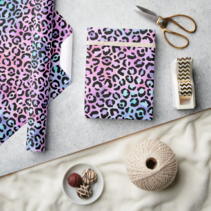 Regenbogen-Irideszenz-Gradient und Leopardenflecke Geschenkpapier