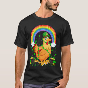 Regenbogen Irischer Kleeblatt Huhn Vogel St. Patri T-Shirt