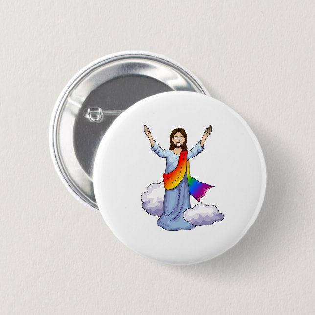 Regenbogen Jesus Button (Vorne & Hinten)