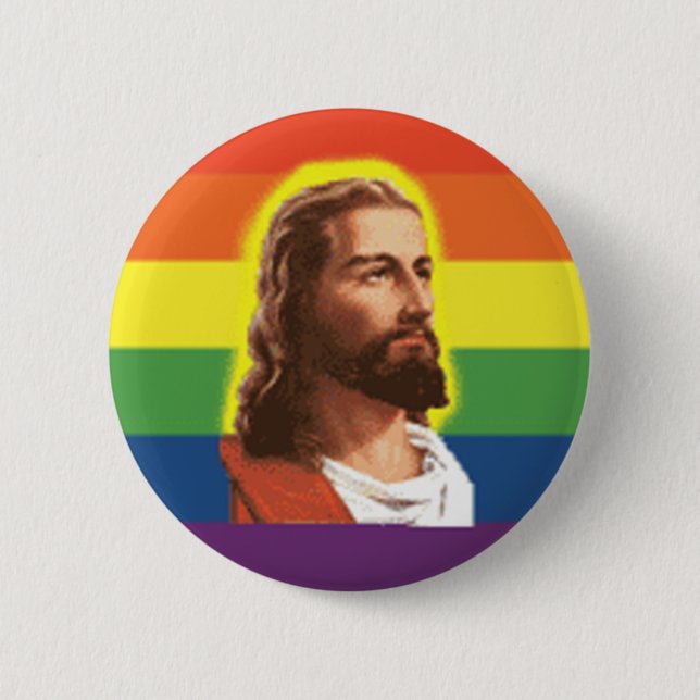 Regenbogen-Jesus Button (Vorderseite)