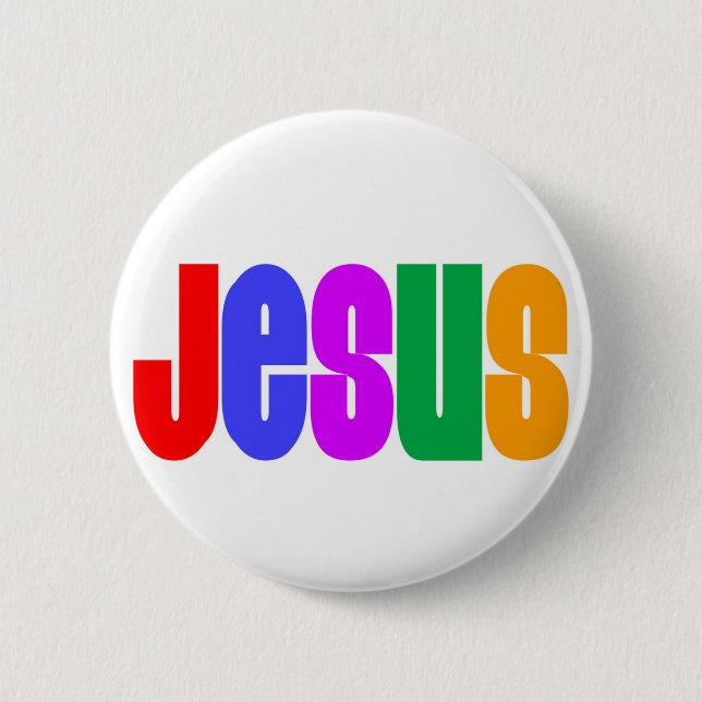 Regenbogen Jesus Button (Vorderseite)