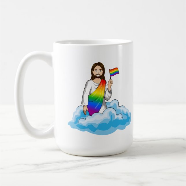 Regenbogen-Jesus-Flagge Kaffeetasse (Links)