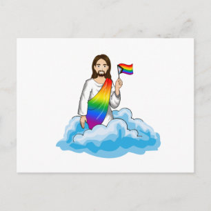 Regenbogen-Jesus-Fortschrittsflagge Postkarte