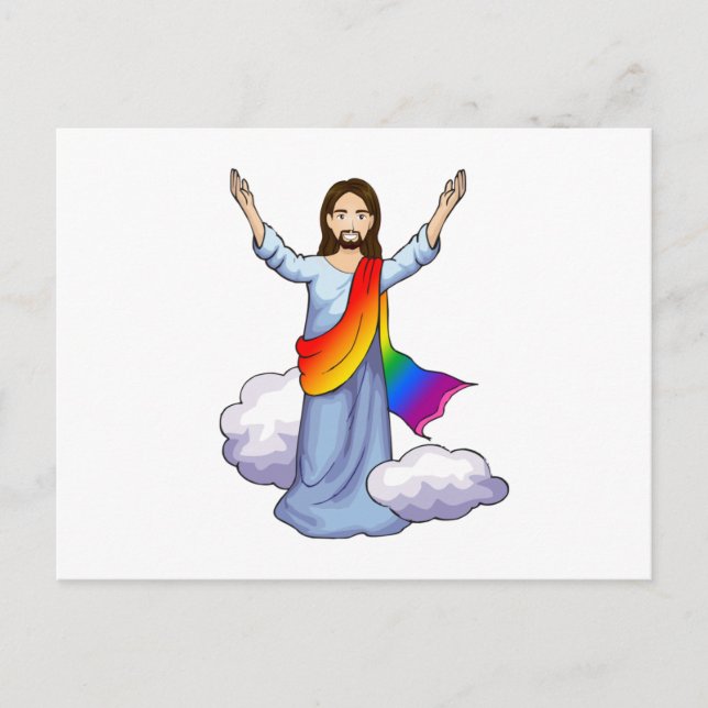 Regenbogen-Jesus Postkarte (Vorderseite)