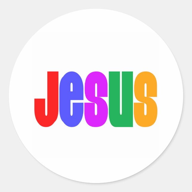 Regenbogen Jesus Runder Aufkleber (Vorderseite)